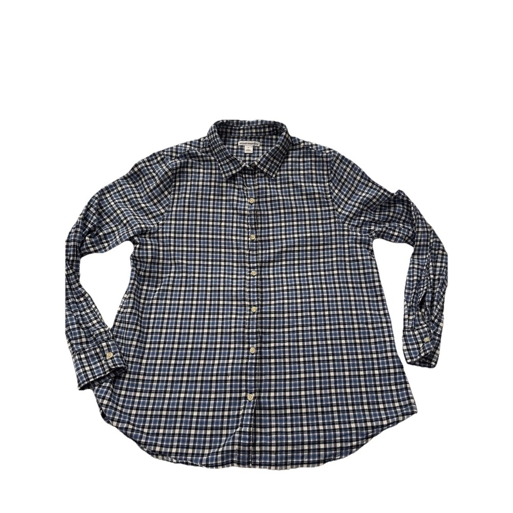 Amazon Essentials Flannel Shirt Size XL Blue Plaid Long Sleeve WOMANS
